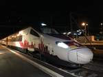 RABe 503 mit Werbung f�r die neue Trinationale Verbindung im November 17 in Brig.