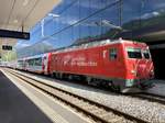 MGB HGe 4/4 101  Ville de Sion  mit einem Glacier Express am 25.7.20 bei der Durchfahrt in Visp.