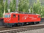 Die HGe 4/4 103  Chur  am 7.10.20 nach der Abfahrt im Bahnhof Visp.